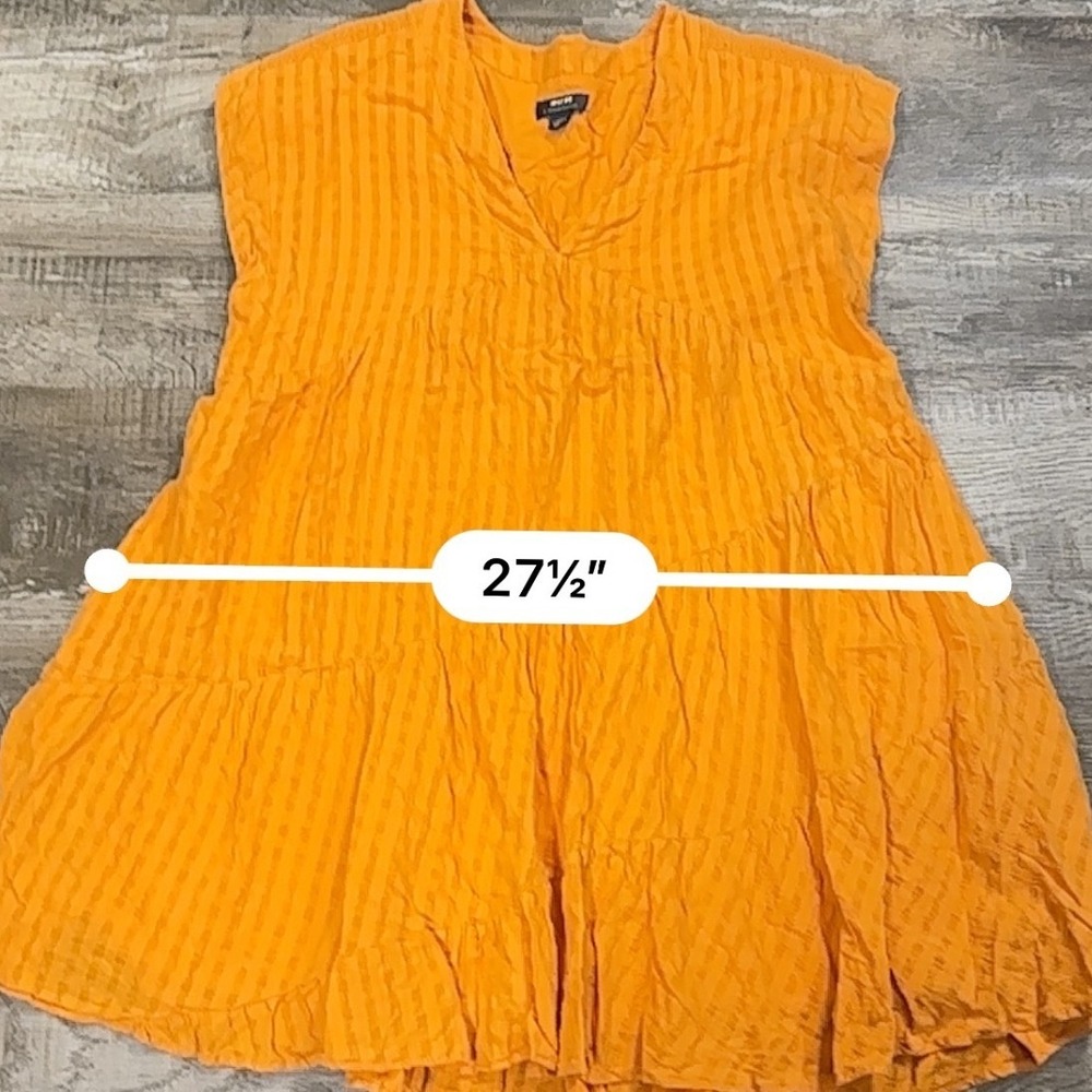 Maeve Anthropologie Orange Textured Stripe Tiered V-Neck Mini Dress Womens XL - Picture 6 of 9